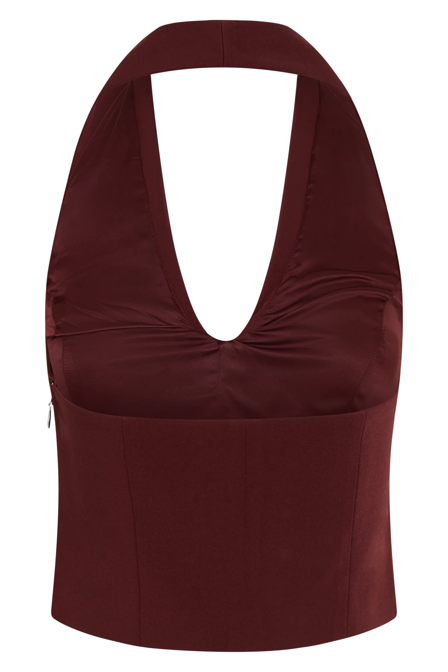 Calla Collared Sleeveless Halter Top - Merlot