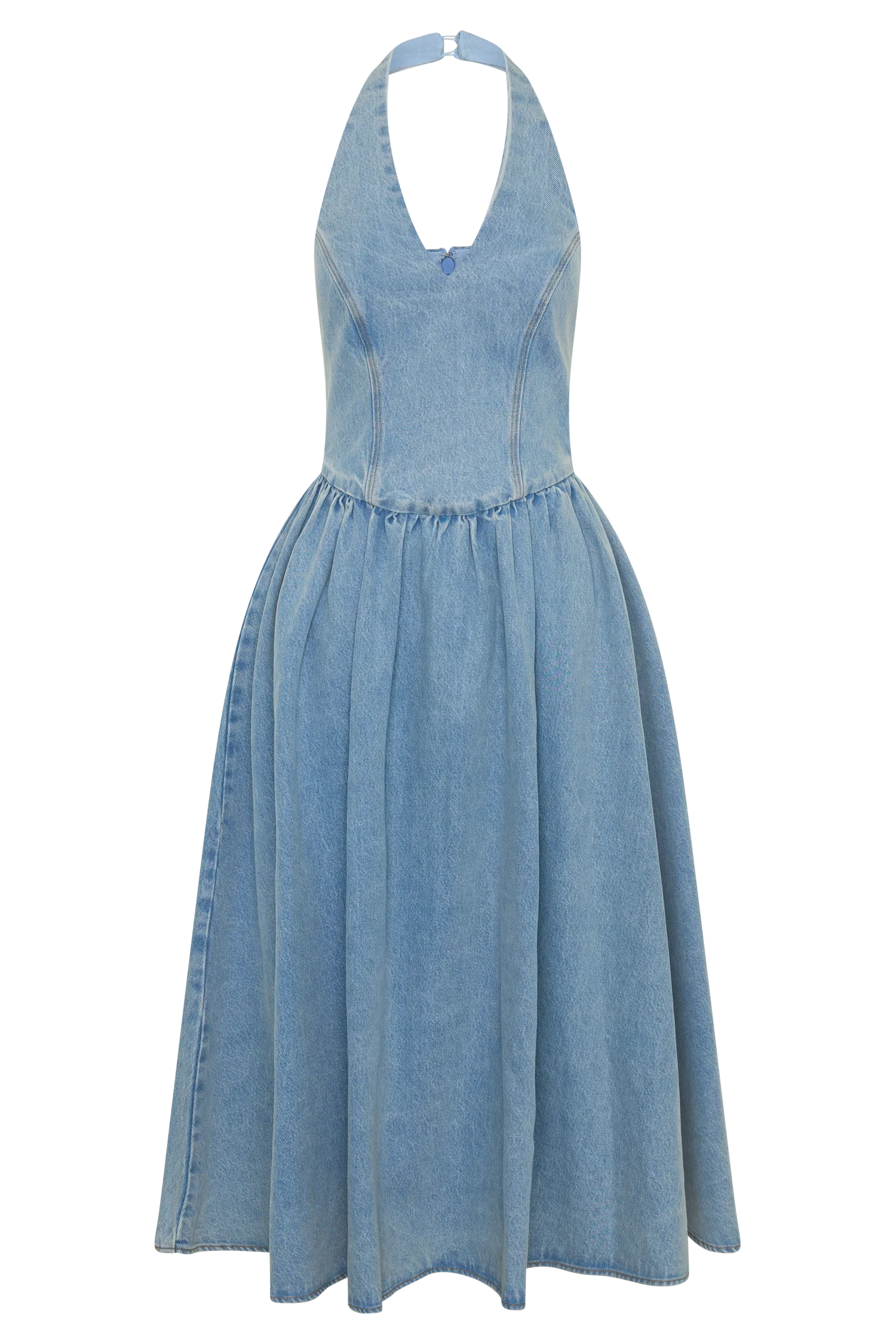 Miller Denim Halter Midi Dress - Classic Blue