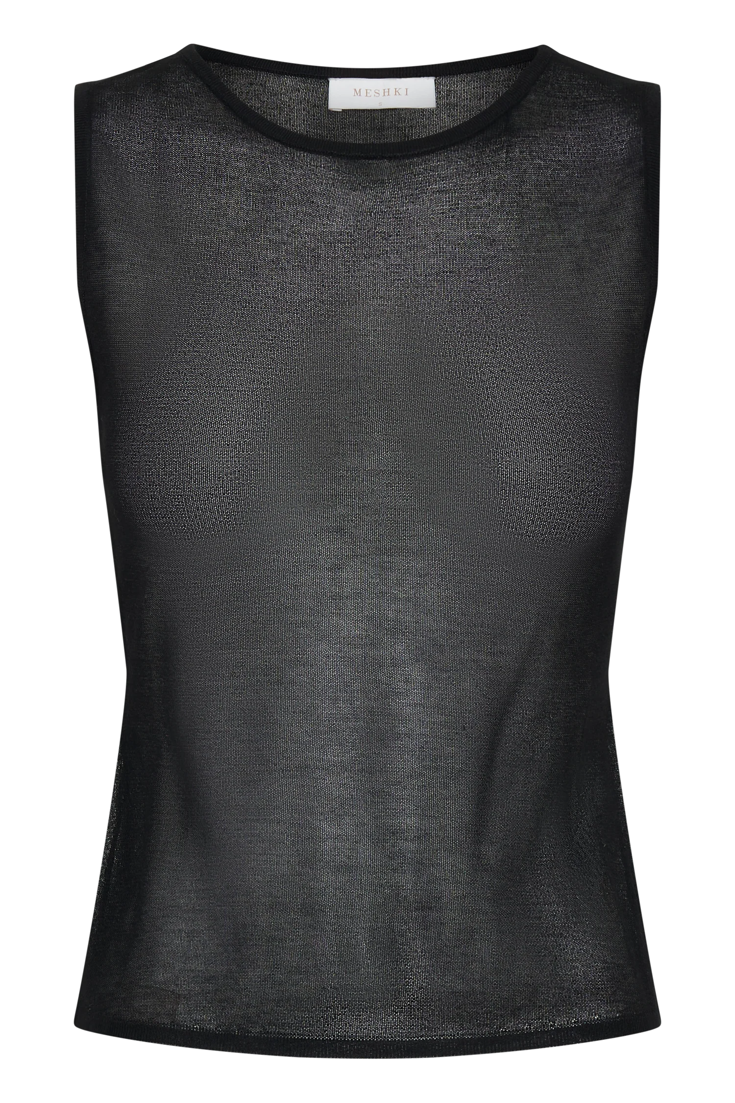 Dollie Sheer Knit Tank Top - Black