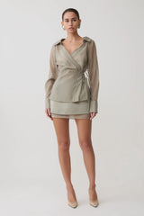 Frankie Organza Cross Over Shirt - Smoke