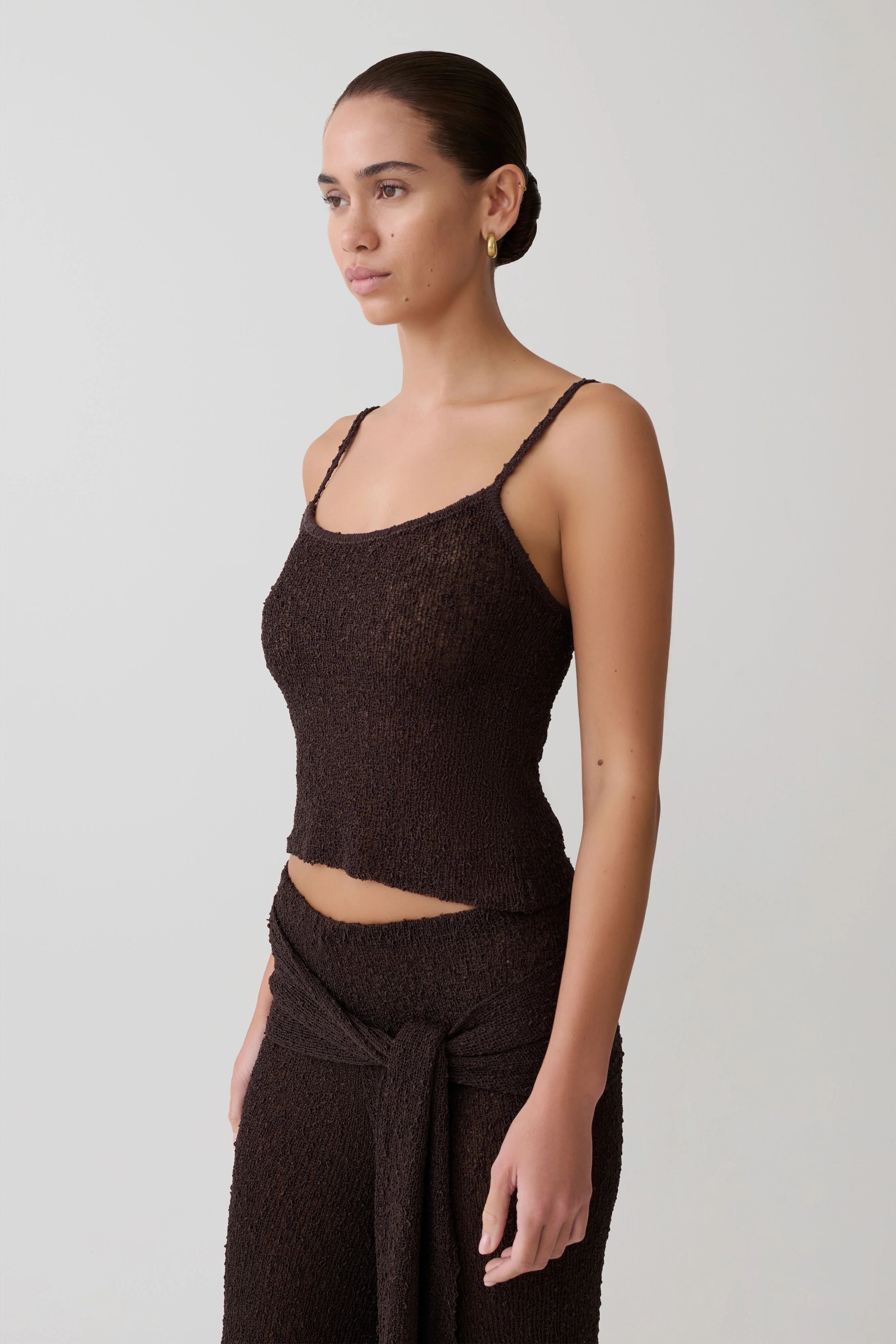 Mattais Boucle Knit Top - Dark Chocolate