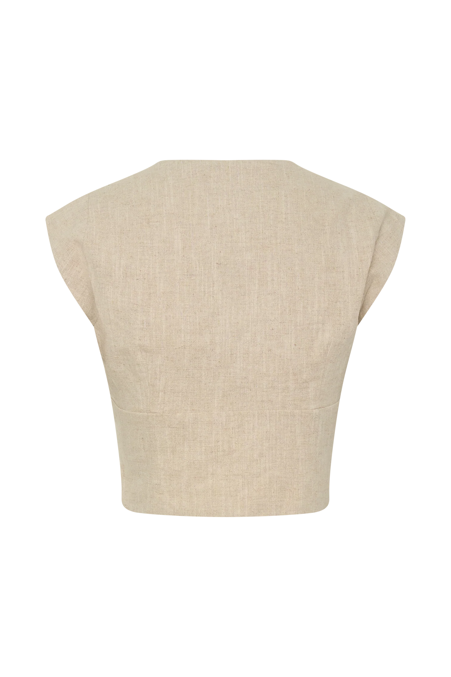 Anahita Linen Front Bows Short Sleeve Top - Natural