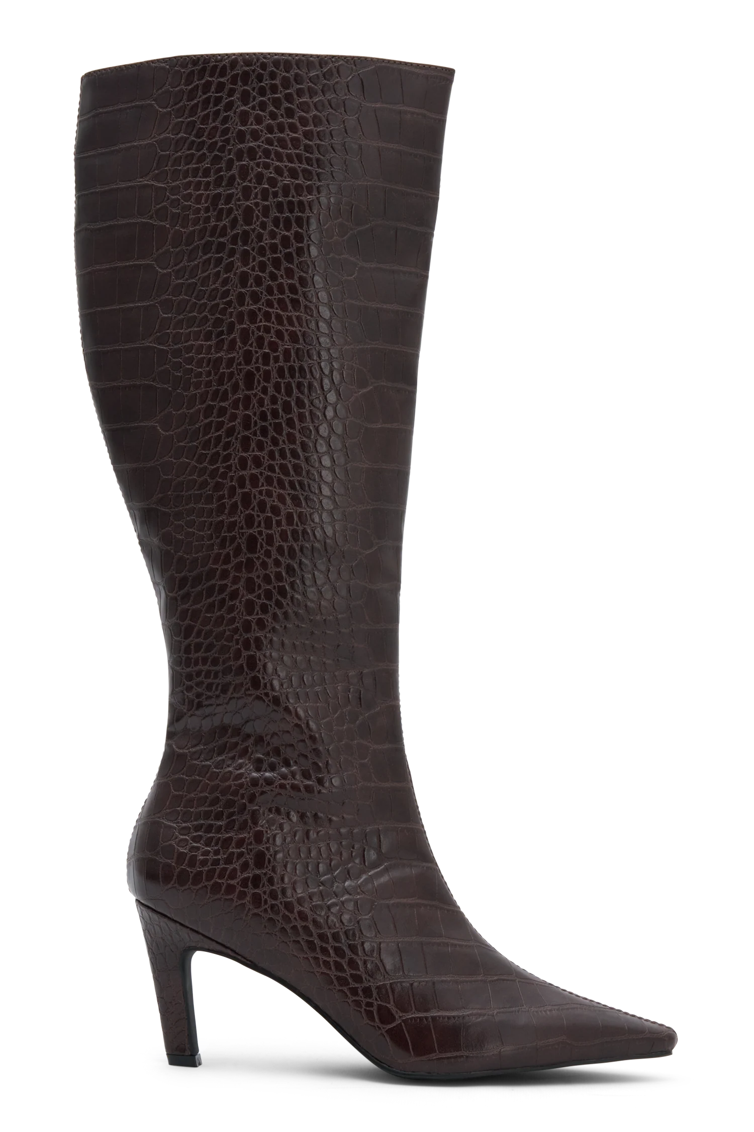 Sarah Faux Leather Crocodile Boot - Chocolate