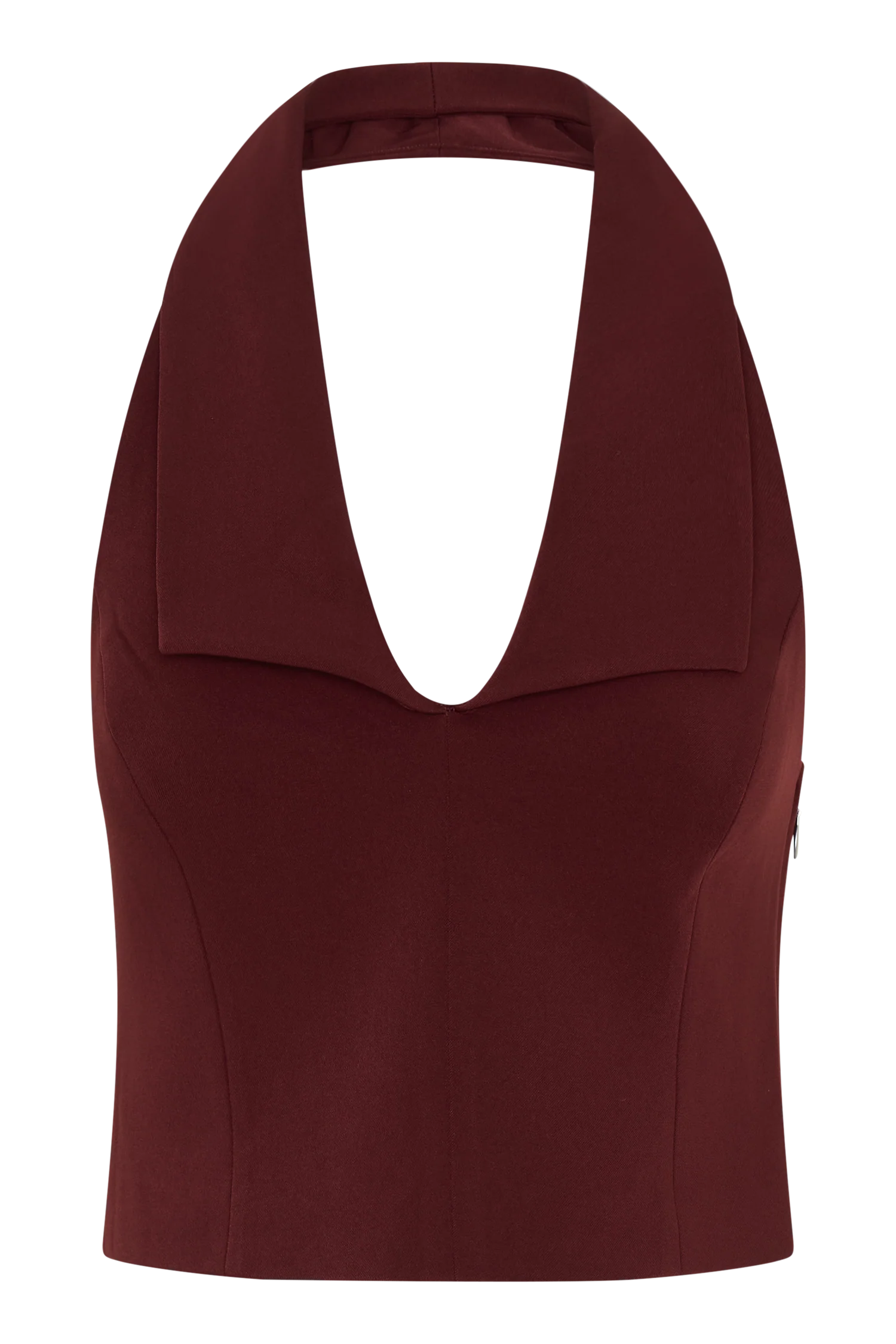 Calla Collared Sleeveless Halter Top - Merlot