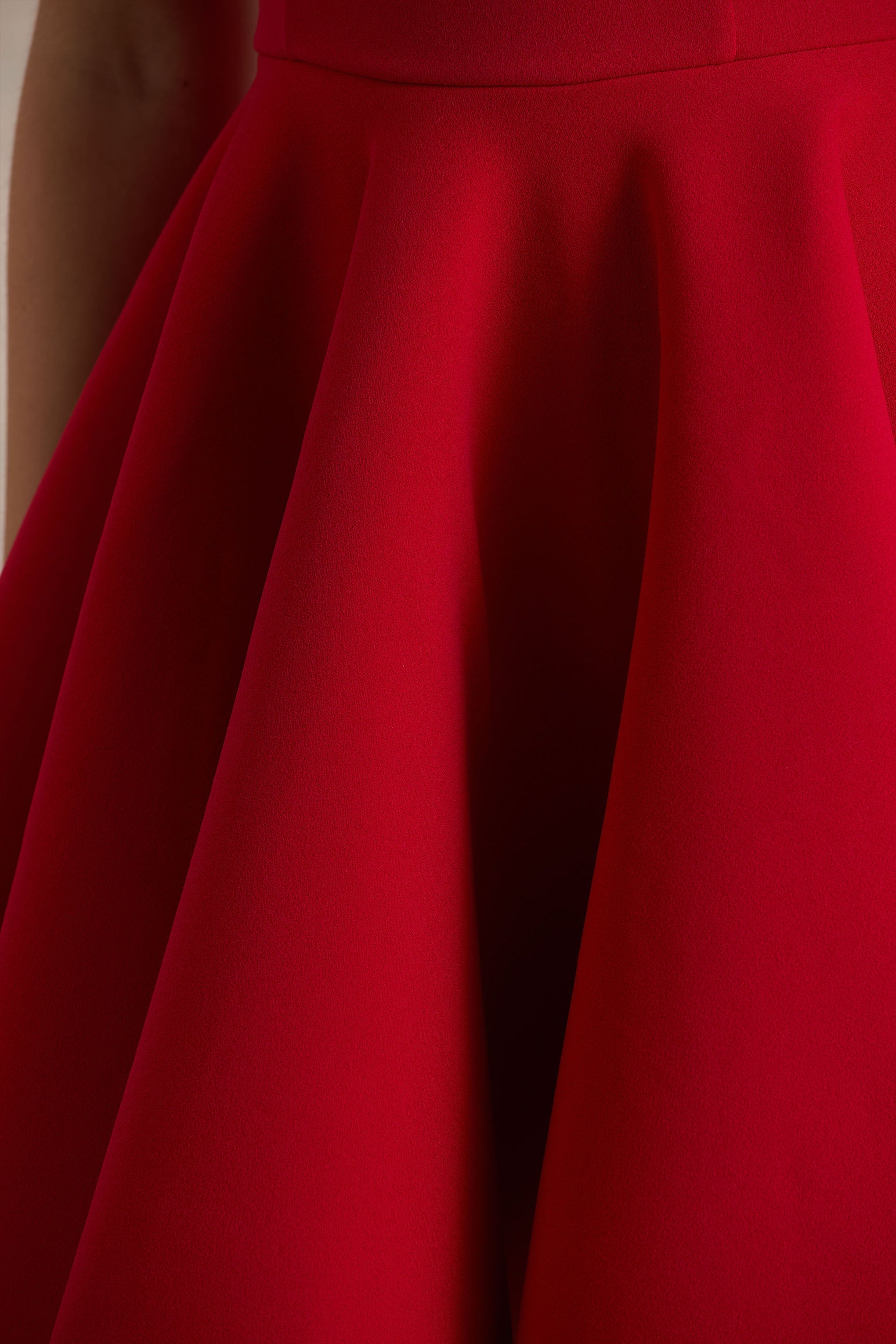 Prosperity | Red Asymmetric-Neck Mini Dress With Bow Detail