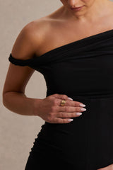 Kira | Black Asymmetric-Neck Maternity Jumpsuit